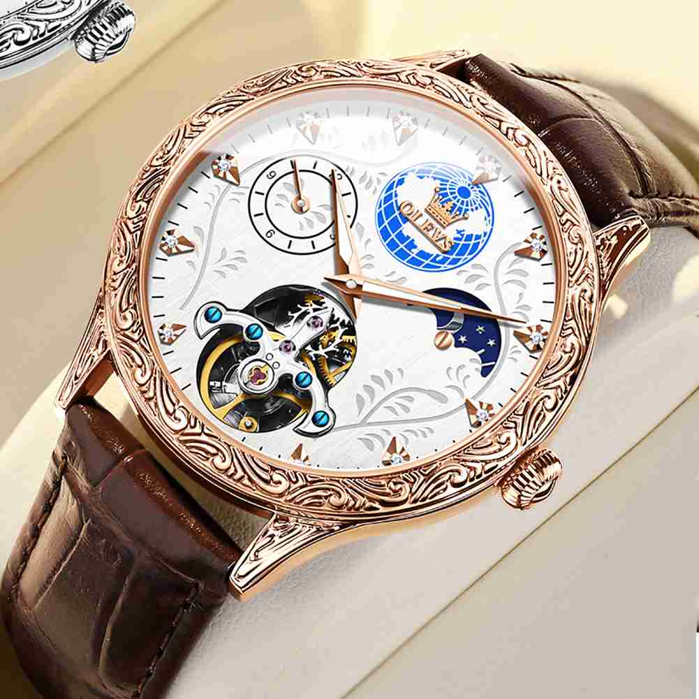 OLEVS Watch 6660 Corroded European Pattern Dial Design