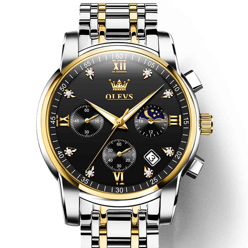 #Color_Two Tone Strap-Black Dial Gold Trim