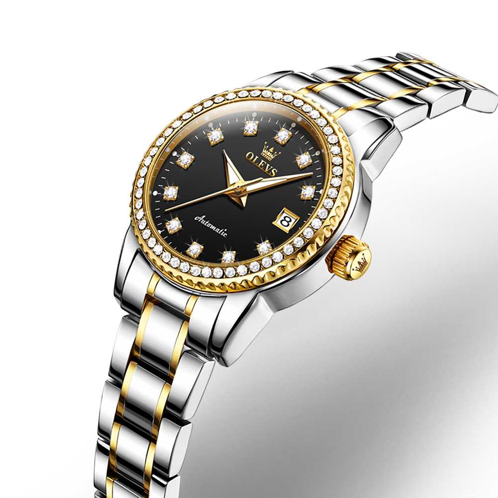 OLEVS 7003 Womens Watches Diamond Luxury Dress Wrist Watch Stainless Steel Waterproof Luminous Date