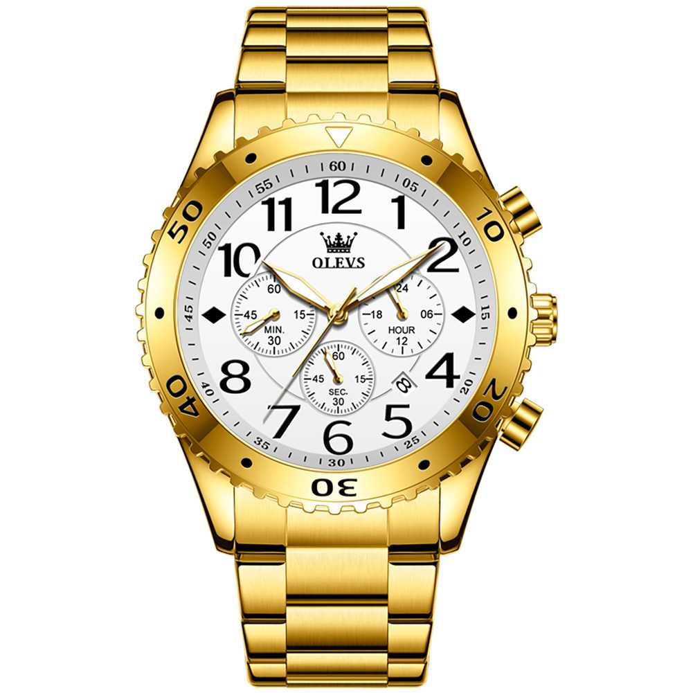 #Color_Gold Strap-White Dial Gold Trim