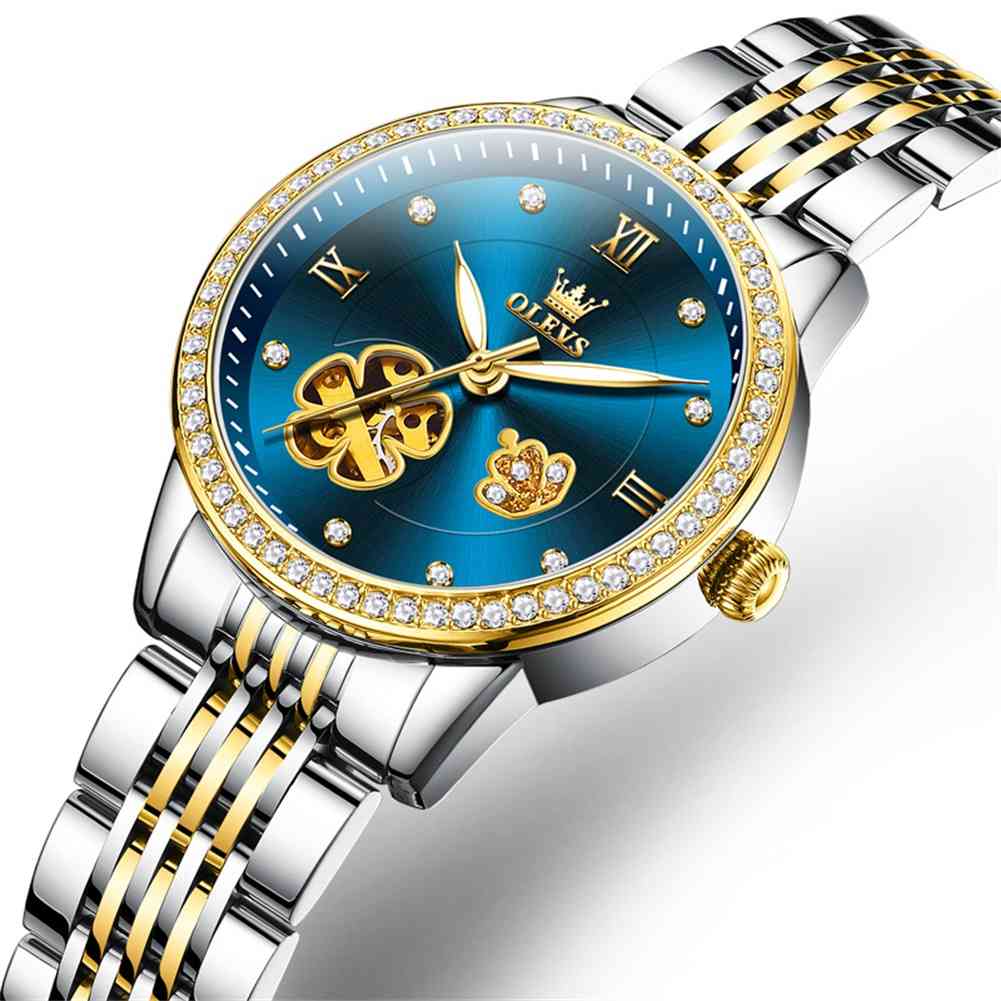 Olevs 6706 Luxury Women's Automatic Mechanical Watch with Diamond Accents