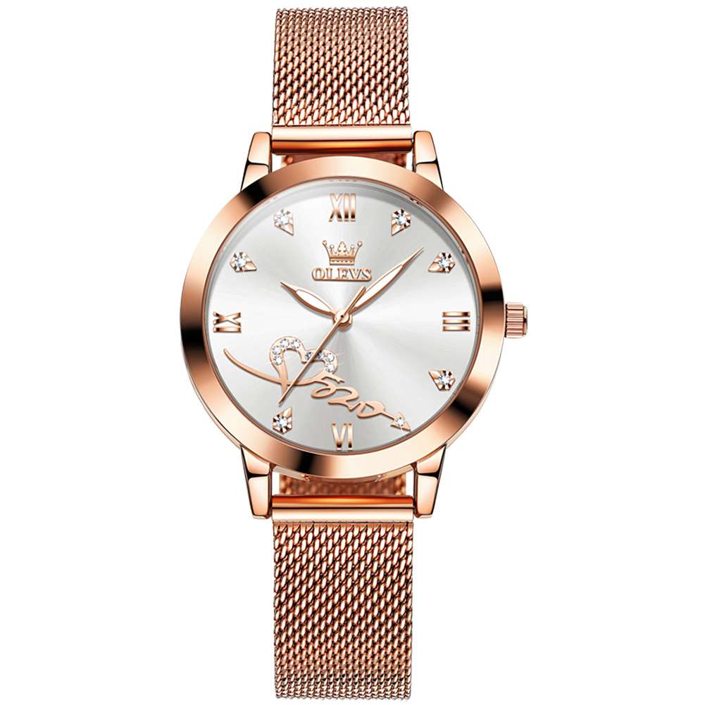 #Color_Rose Strap - White Dial Rose Trim