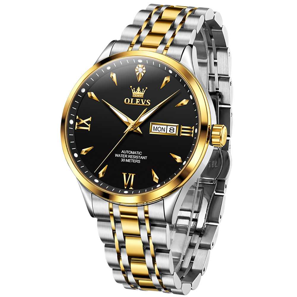 #color_Two Tone Strap-Black Dial Gold Trim