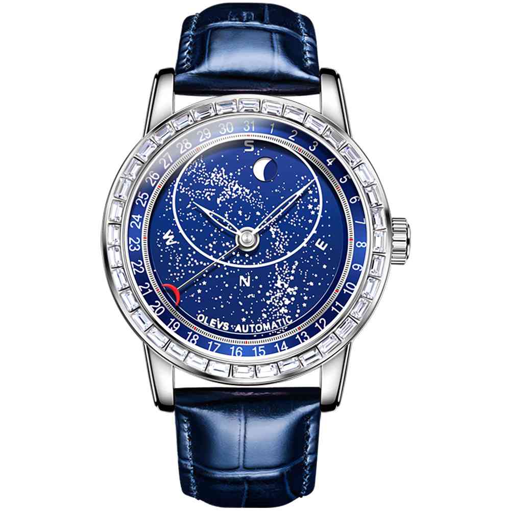 #color_Blue Strap-Blue Dial With Silver Trim And Diamonds