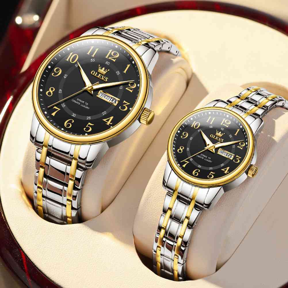 OLEVS 2891 Couple Quartz Watch Valentine's Day Luminous Calendar Date Business Formal Luxury Men's And Women's Watch Waterproof Casual ﻿