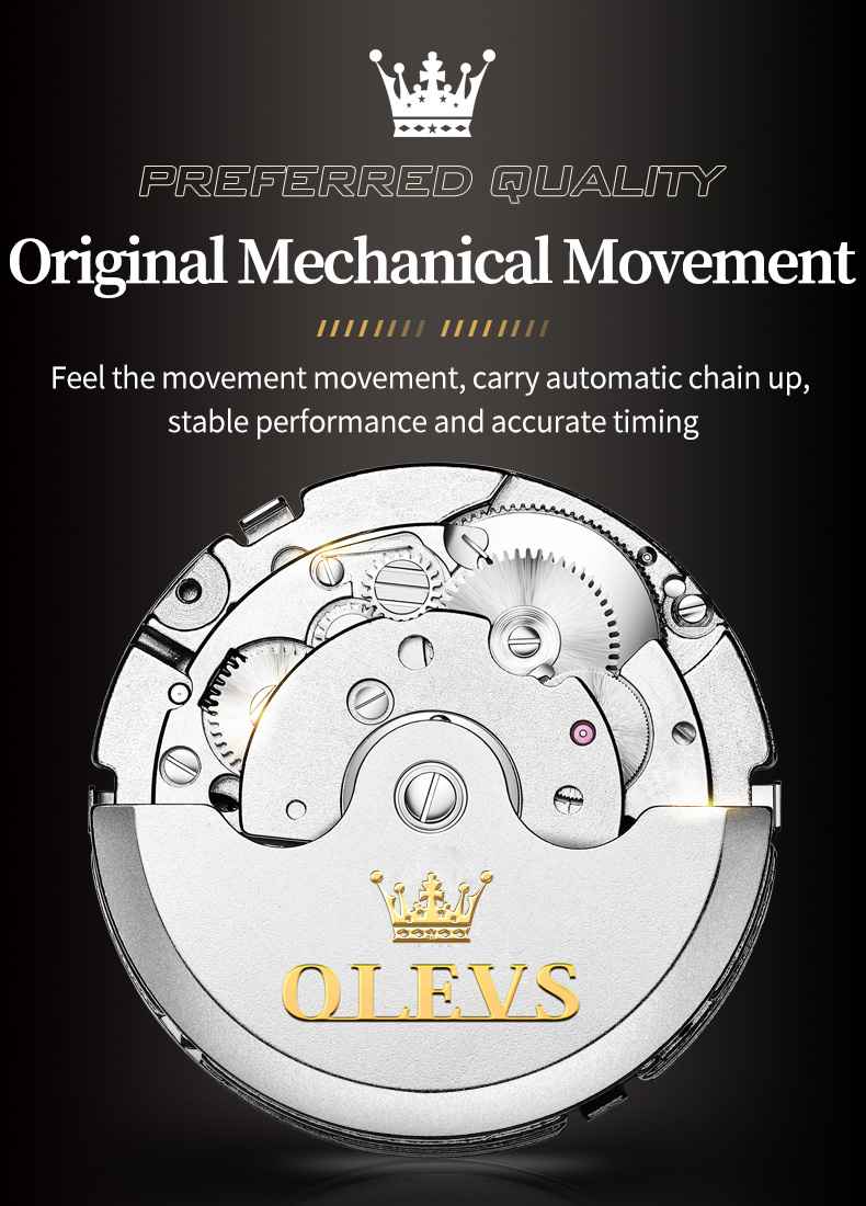 OLEVS 6678 Automatic Watches For Men Gold Luxury Dress Wrist Watch Self Winding Mechanical Skeleton Tourbillon Watch