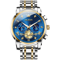 #Color_Two Tone Strap-Blue Dial Gold Trim