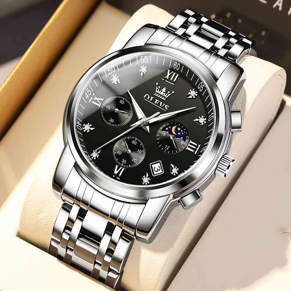 #Color_Silver Strap-Black Dial Silver Trim