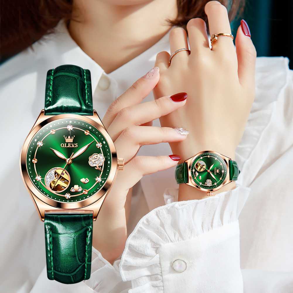 OLEVS 6601 Classic Green Mechanical Watch - The Perfect Blend of Elegance and Sophistication