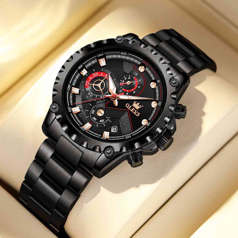 Olevs 2873 Luxury 3 Time Quartz Watch