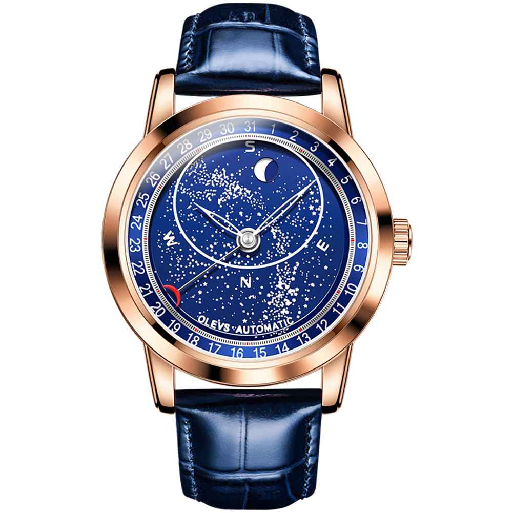 #color_Blue Strap-Blue Dial Rose Gold Trim