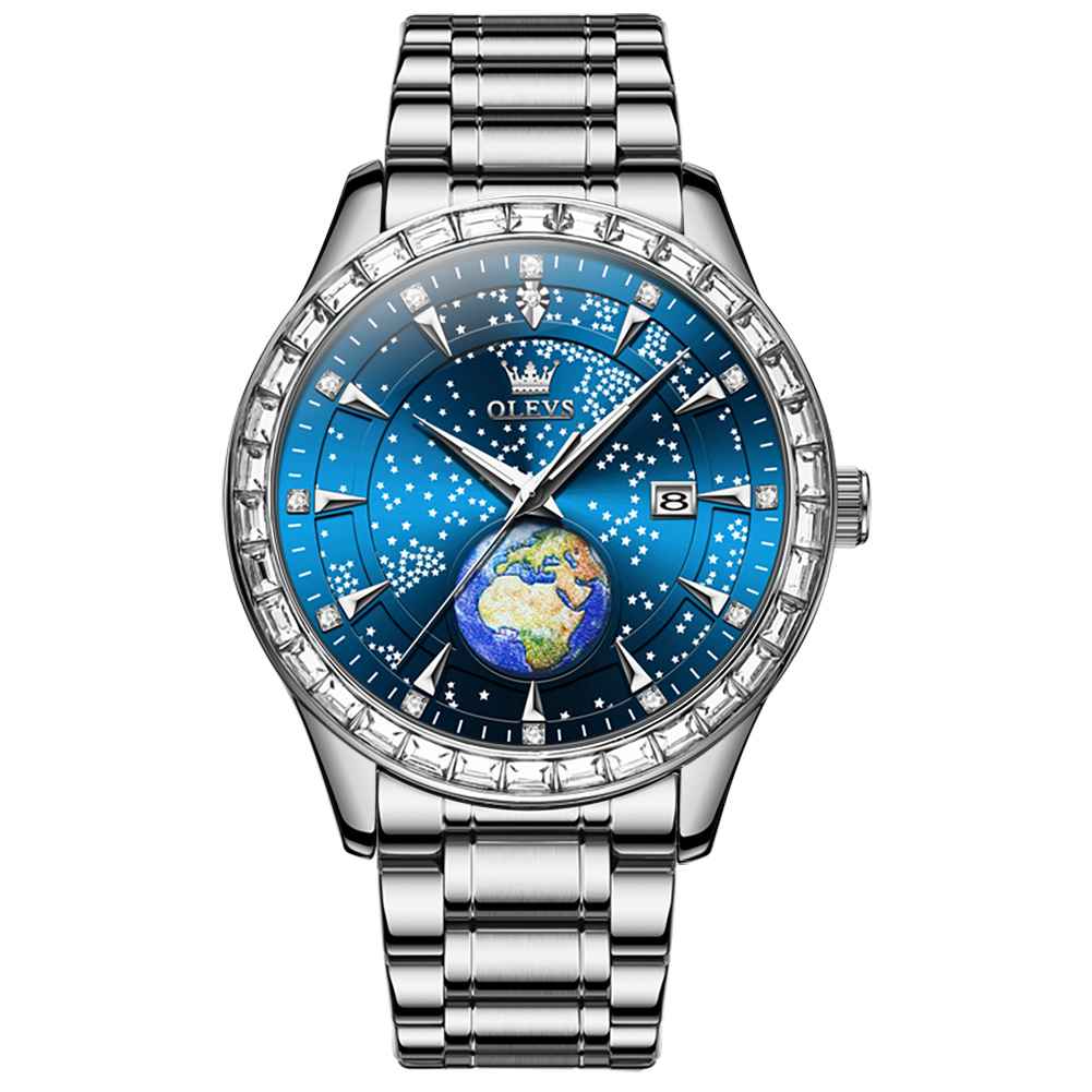 #Color_Metal Strap-Blue Dial Silver Trim