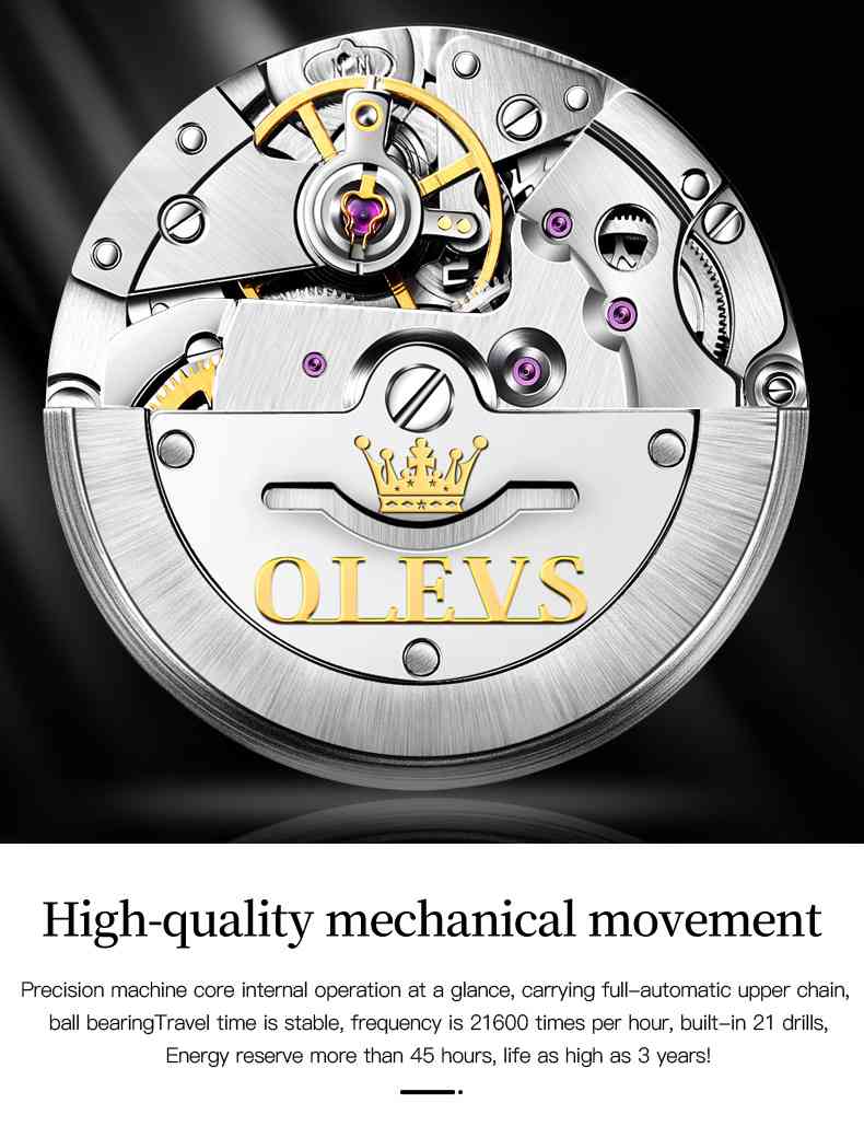 OLEVS 6609 Luxury Mechanical Watch - Elegant Stainless Steel Automatic Timepiece with Date Display