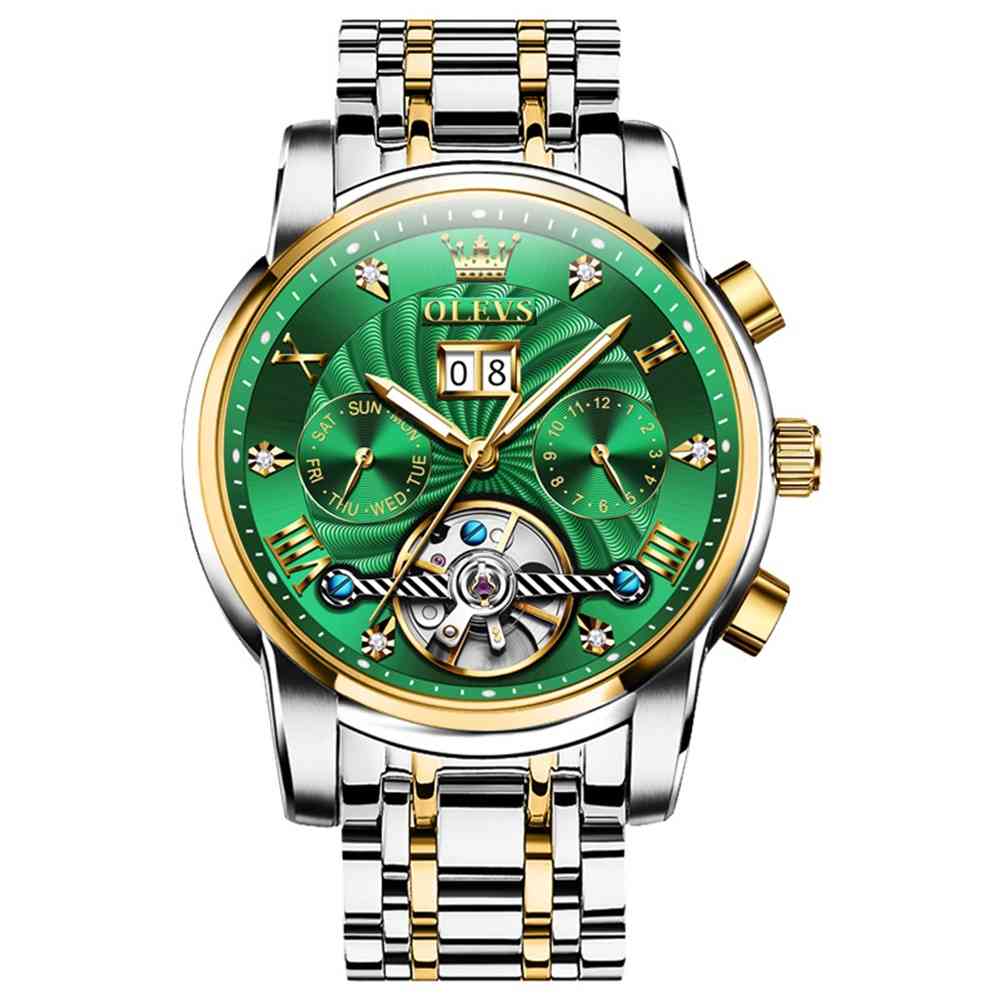 #color_Two Tone Strap - Green Dial Gold Trim