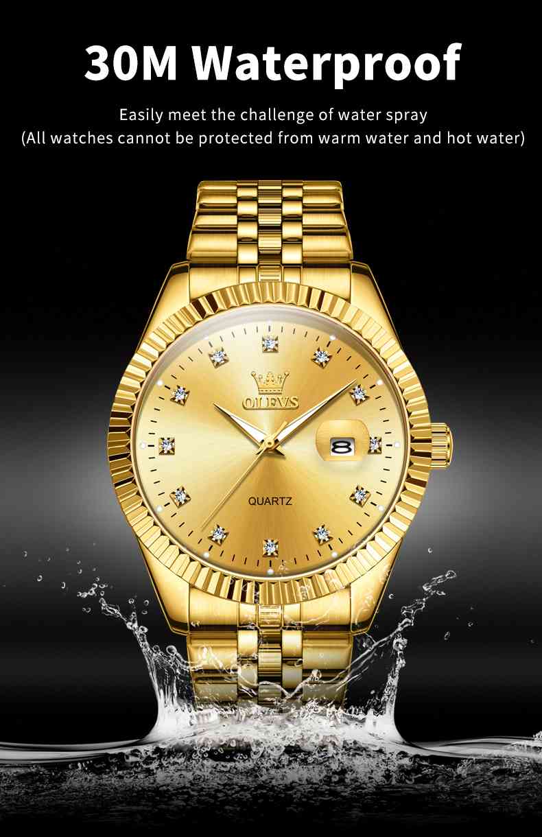 OLEVS 5526 Classic And Stainless Steel Men Watches With Date, Bussiness Watches For Men,Luminous Quartz Mens Watches Black/White/Gold