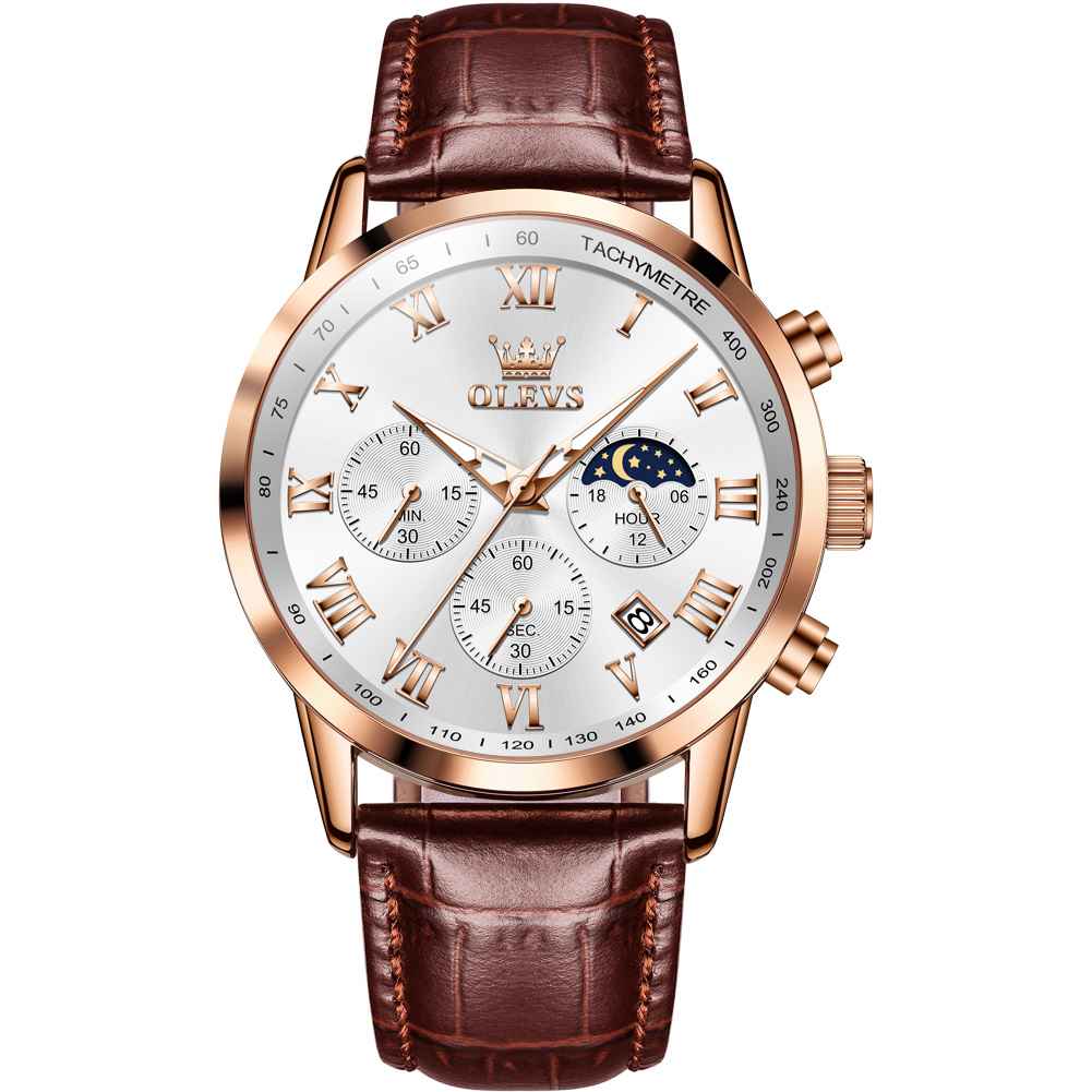 #Color_Brown Strap - White Dial Rose Trim