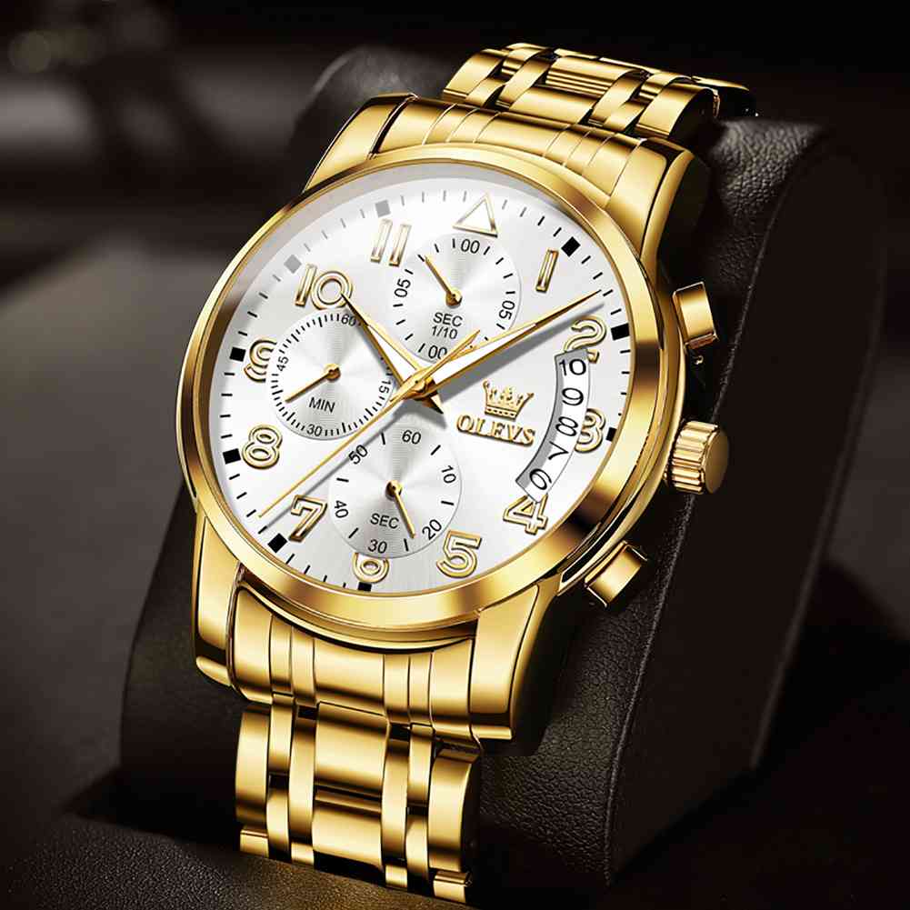 #Color_Gold Strap - White Dial Gold Trim