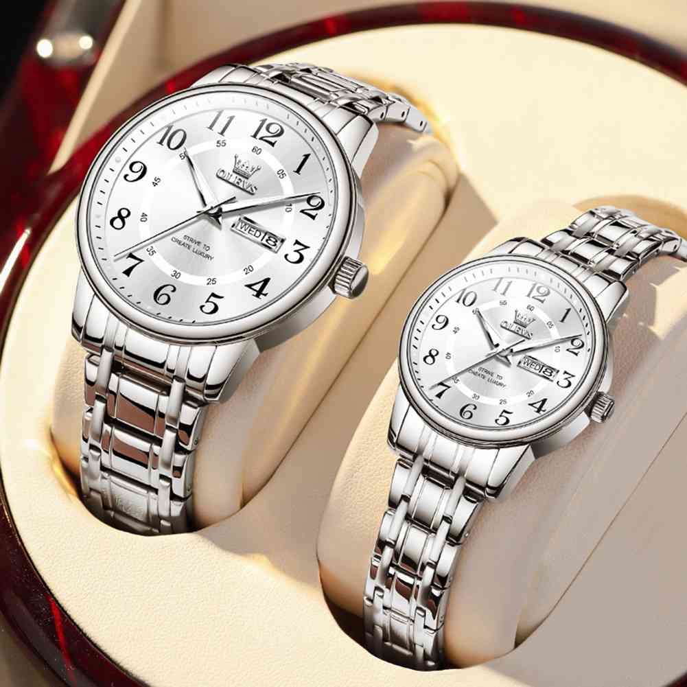 OLEVS 2891 Couple Quartz Watch Valentine's Day Luminous Calendar Date Business Formal Luxury Men's And Women's Watch Waterproof Casual ﻿