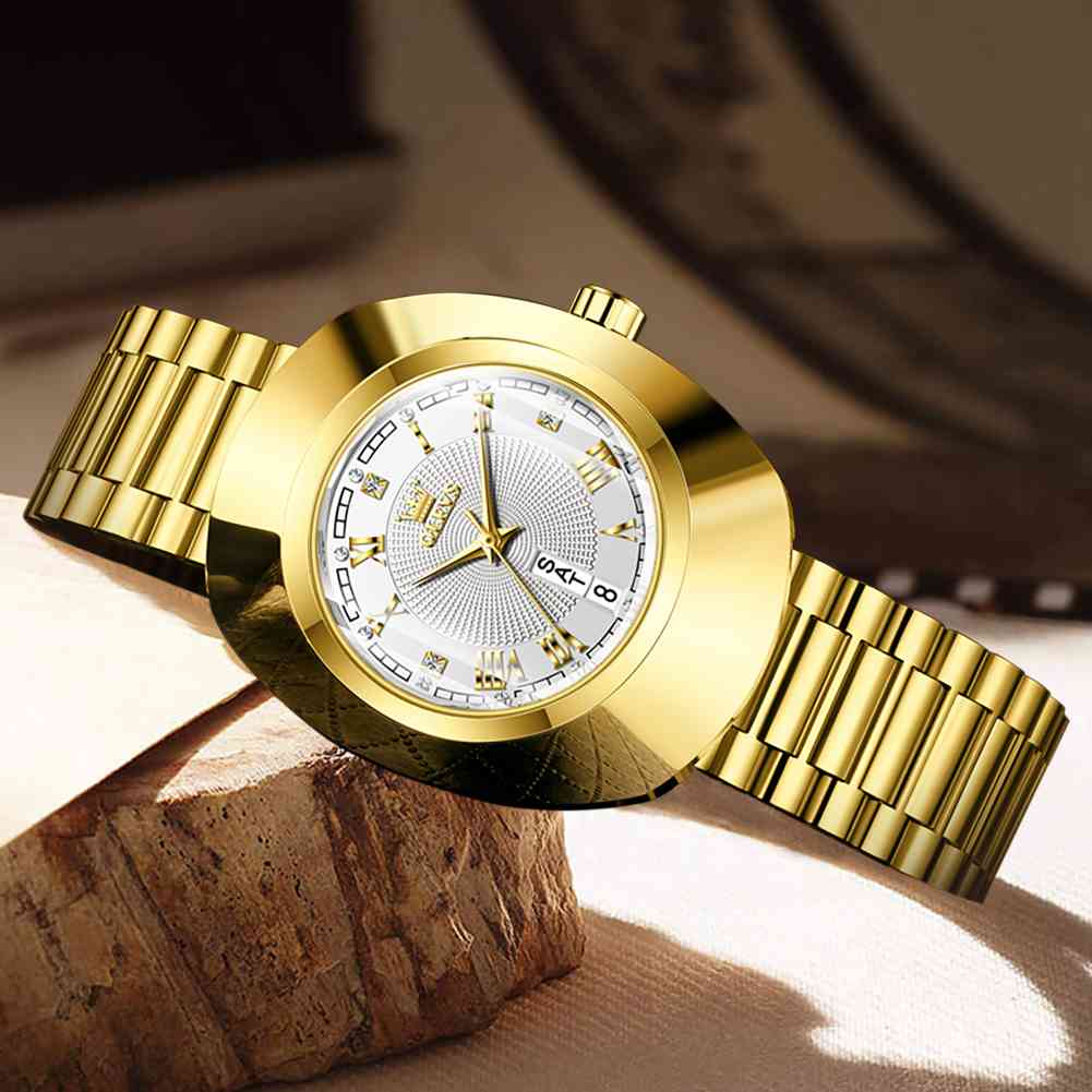 OLEVS 7008 Women's Quartz Watch With Date And Weekday Sub-Dials, Diamond Accents, Roman Numerals, 3ATM Water Resistance