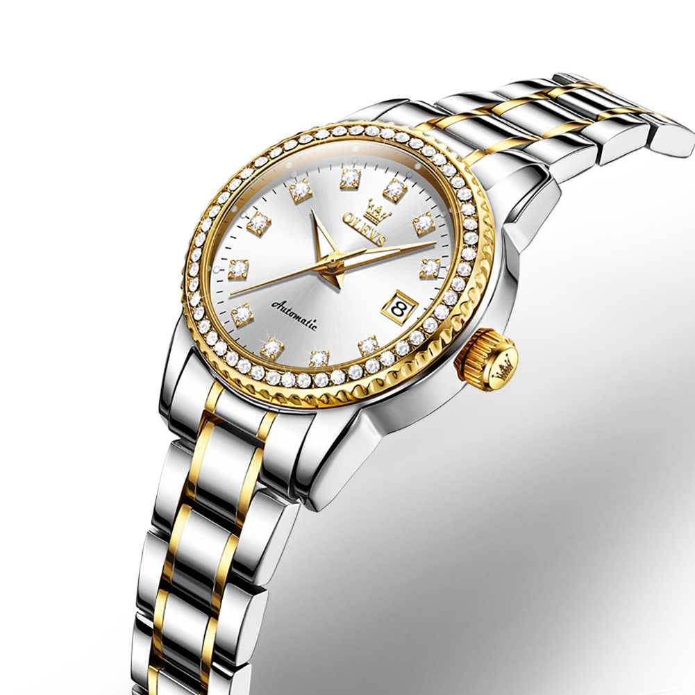 OLEVS 7003 Womens Watches Diamond Luxury Dress Wrist Watch Stainless Steel Waterproof Luminous Date