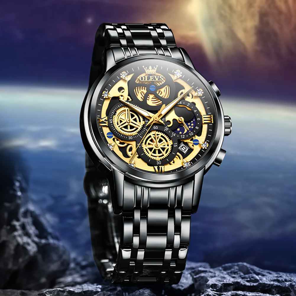 OLEVS 9947 Mens Watch Chronograph Luxury Diamond Dress Wrist Watches Waterproof Luminous