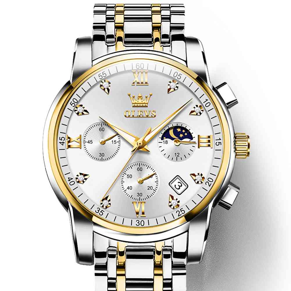 #Color_Two Tone Strap-White Dial Gold Trim