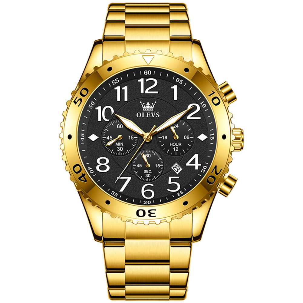 #Color_Gold Strap-Black Dial Gold Trim