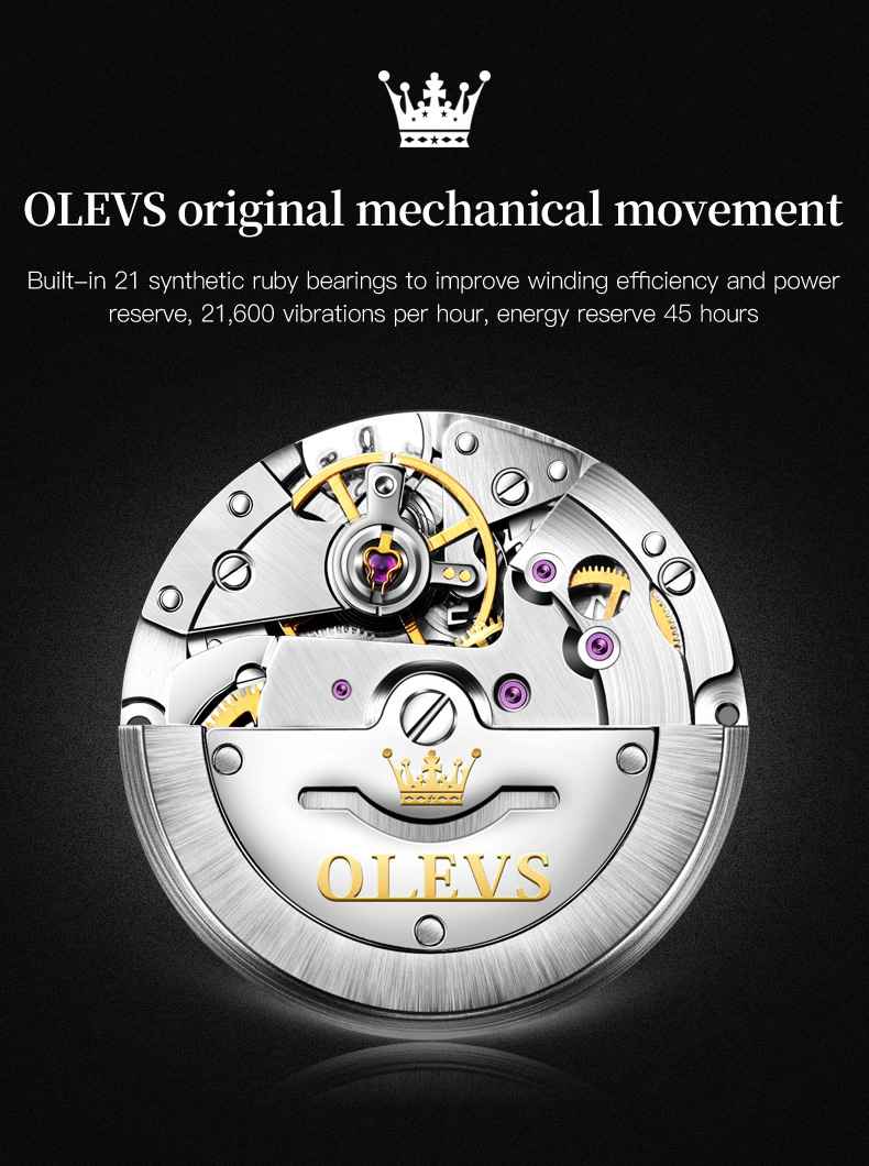 OLEVS 6666 Montre pour hommes Mode Robe Montres pour hommes Analogique Quartz Acier inoxydable Étanche Lumineux Jour Date Deux tons Montre-bracelet