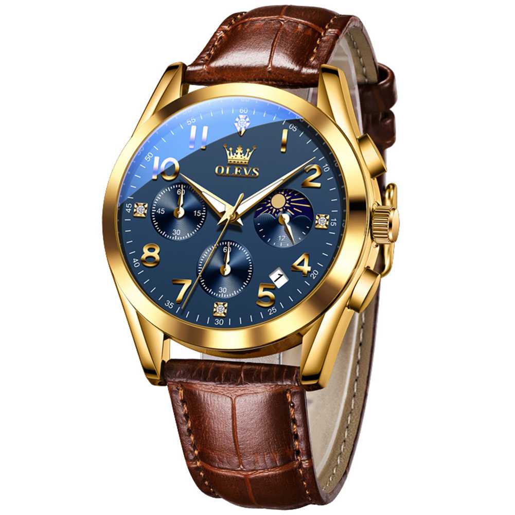 #Color_Gold Strap - Blue Dial Gold Trim