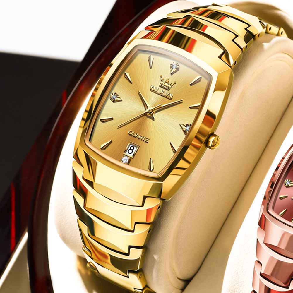 OLEVS 7006 Men Watches Square Business Dress Diamond Analog Quartz Date Luxury Watch For Men Casual Stainless