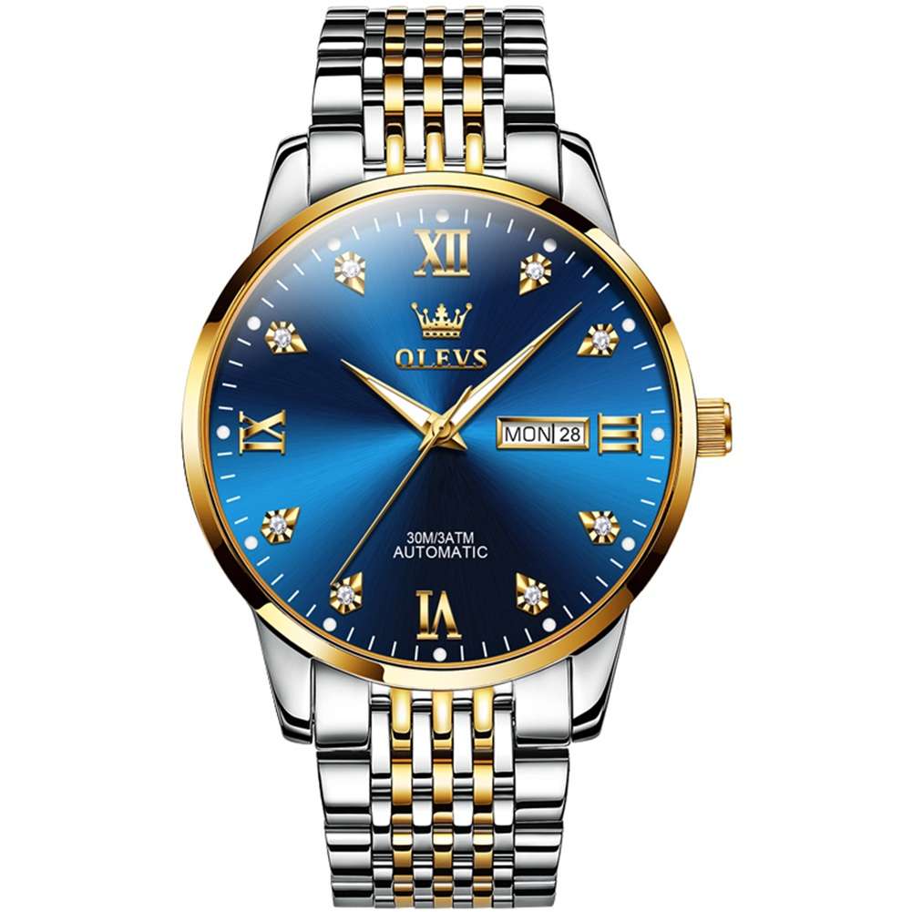 #color_Two Tone Strap-Blue Dial Gold Trim