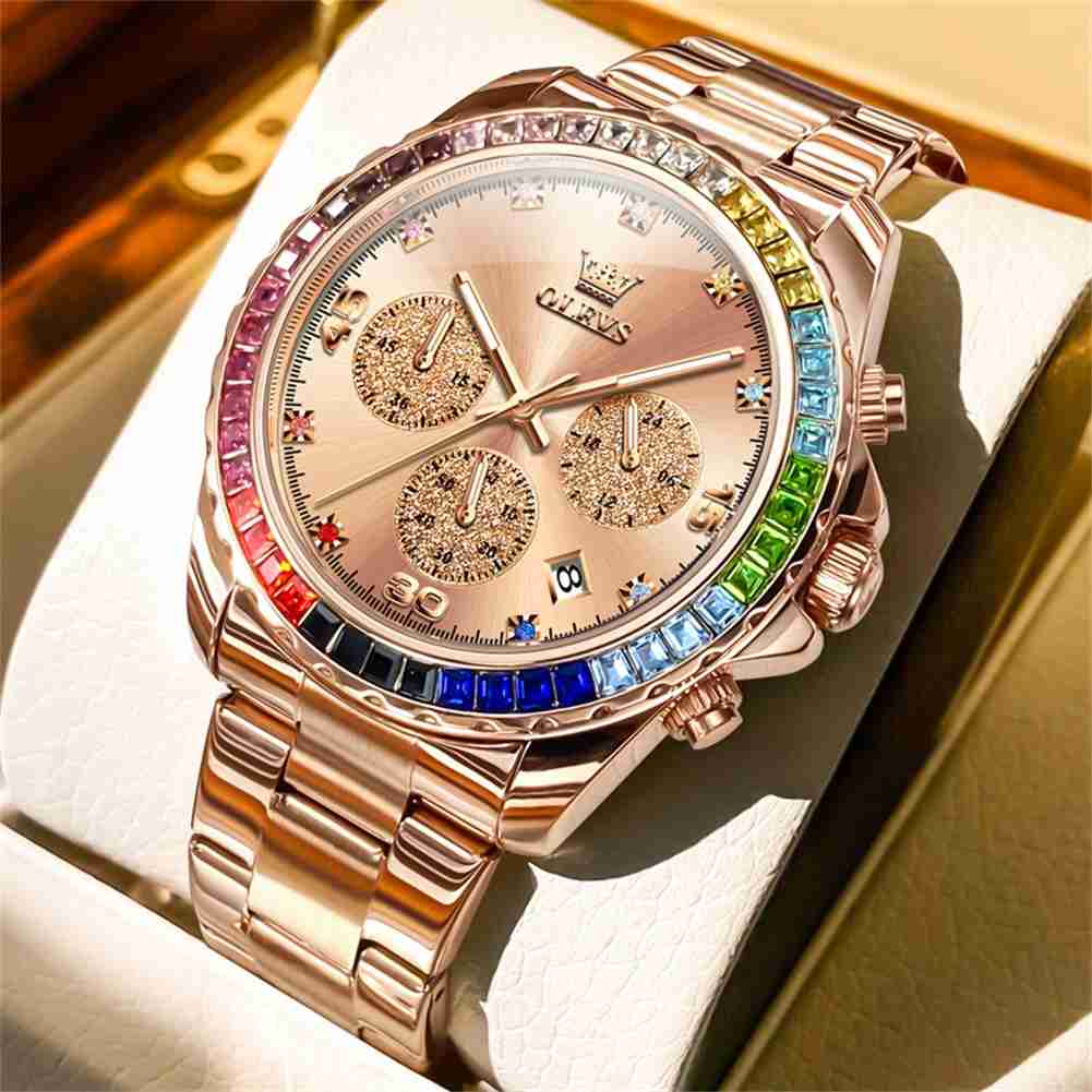 OLEVS 2939 Man's Rainbow Diamond Quartz Watch