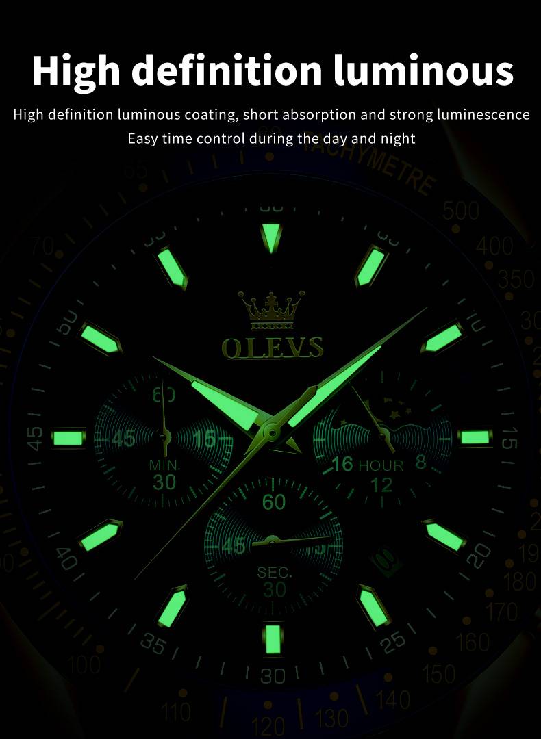 OLEVS 9957 Men's Chrono Sport Watch: Waterproof Military Style With Multifunction Quartz Movement, Luminous Calendar, Leather Strap