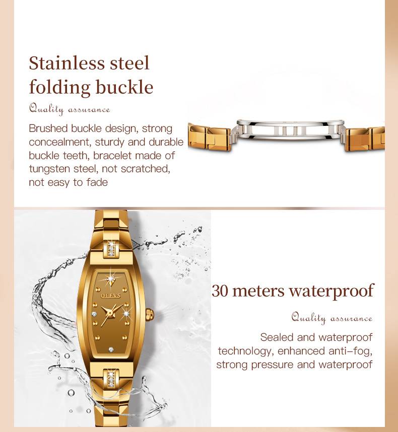 OLEVS 5501 Gold/Rose Gold Watches For Womens Dainty Elegant Dress Diamond Ladies Small Vintage Square Female Wrist Watches Gift