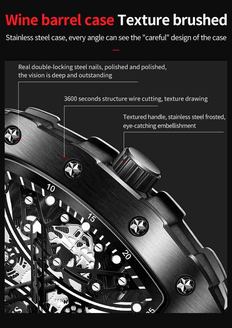 OLEVS Watch 3602 Hollow Machinery Dial Chronograph