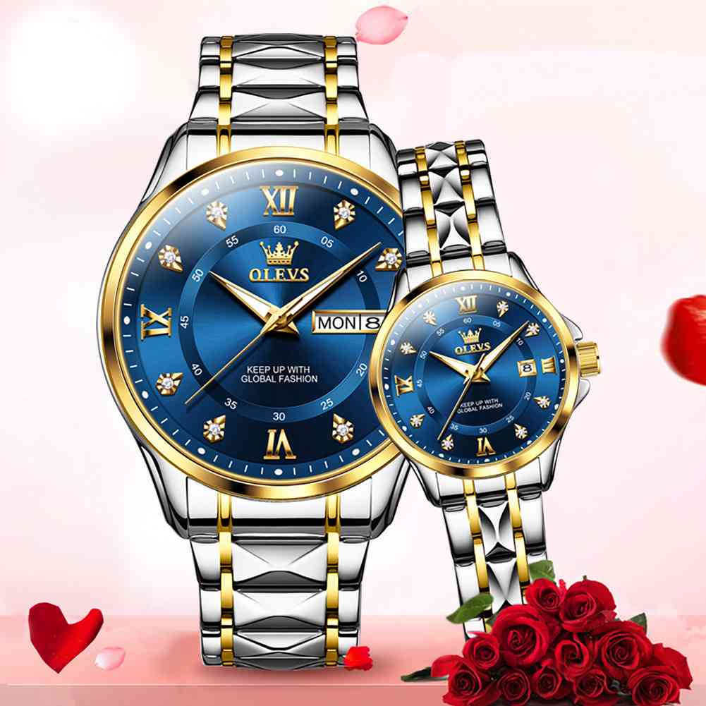 #Color_Two Tone Strap-Blue Dial Gold Trim