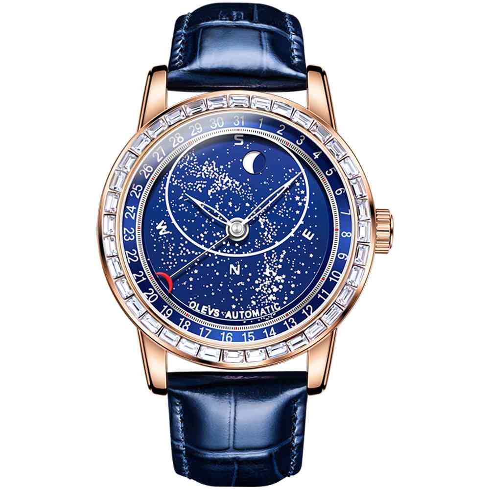 #color_Blue Strap-Blue Dial Rose Gold Trim And Diamonds