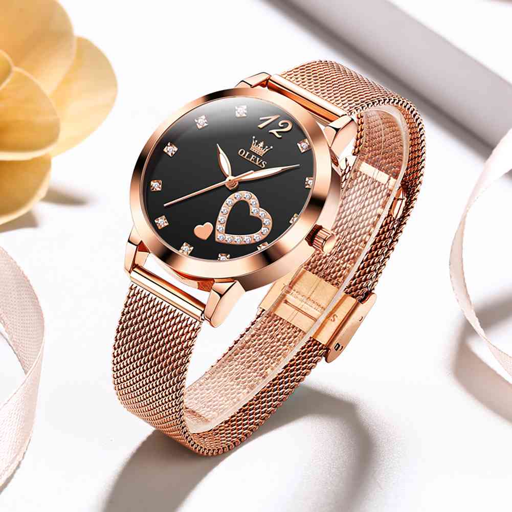 OLEVS 5189 Watch For Women Mesh Strap Fashion Rose Gold Dress Watches