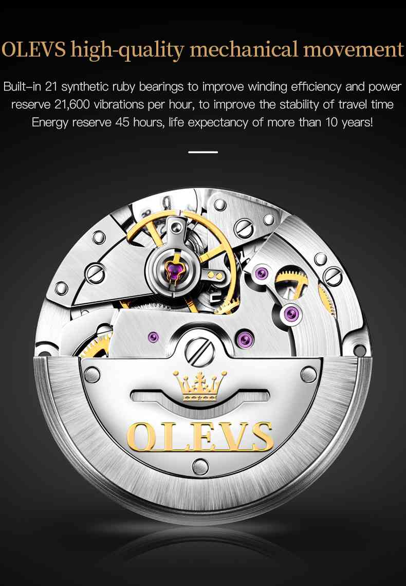 Olevs 6630 Mechanical Watch Calendar Fine Gifts