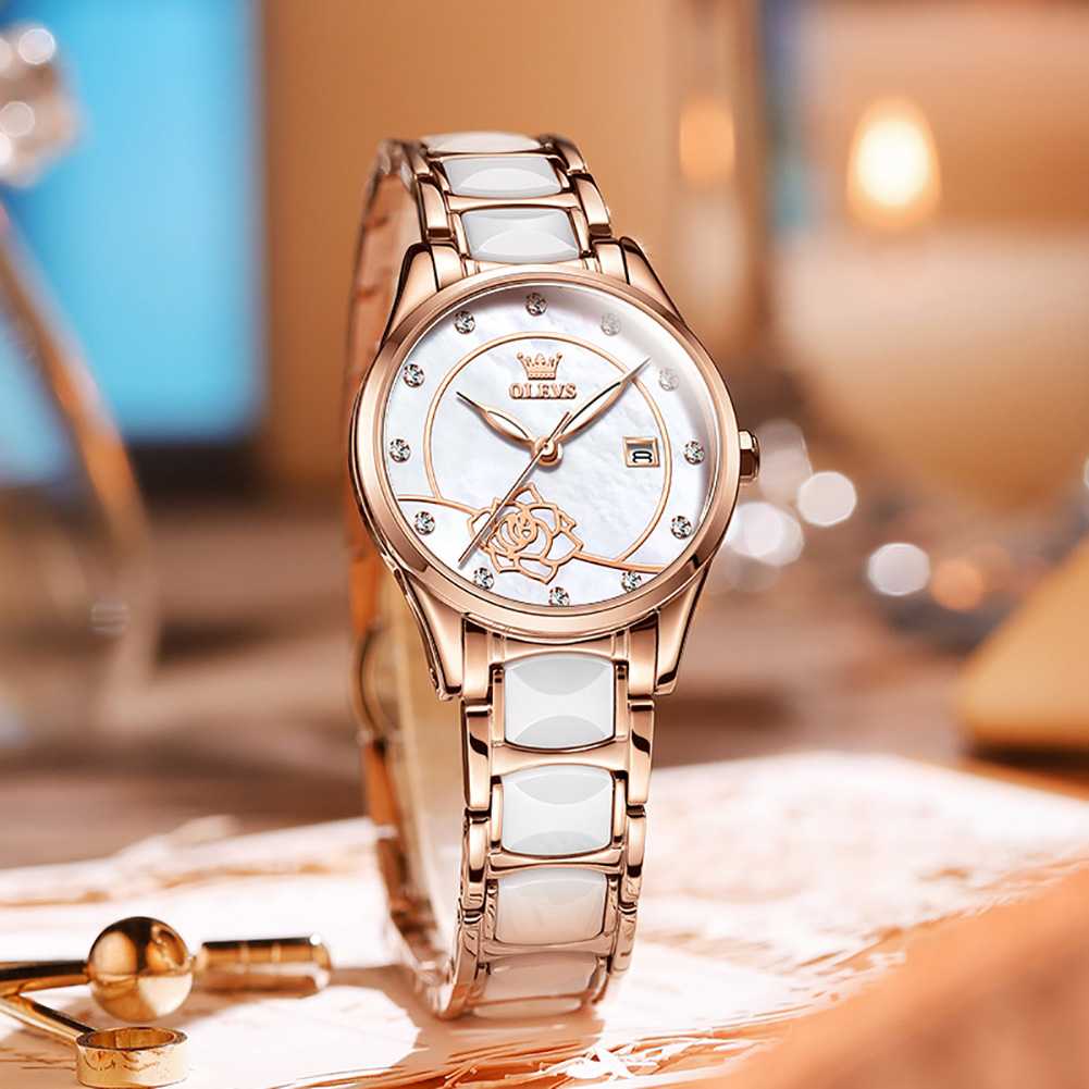 #Color_Rose Strap-White Dial Rose Gold Trim