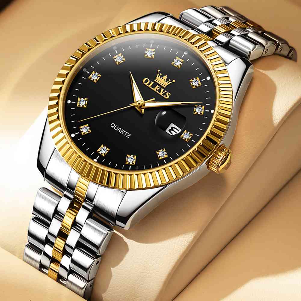 #Color_Two Tone Strap-Black Dial Gold Trim