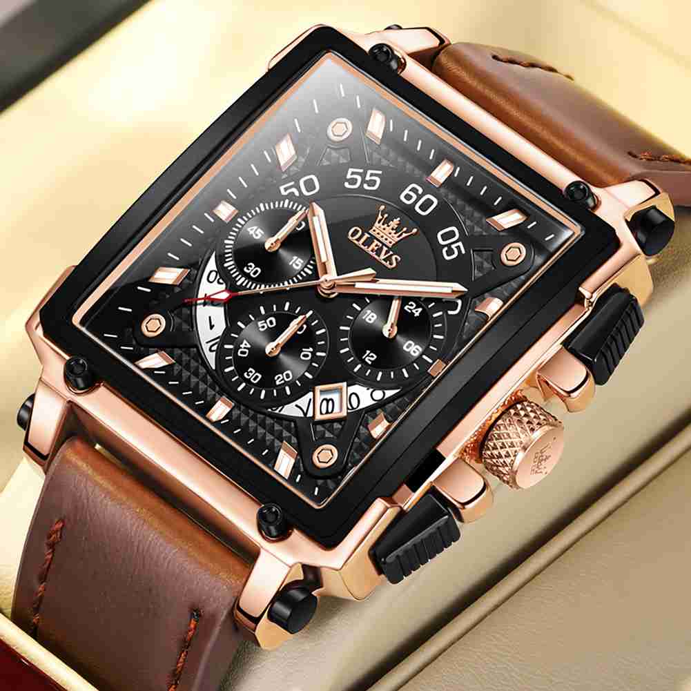 #Color_Brown Strap - Black Dial Rose Trim