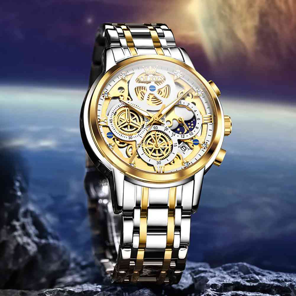 OLEVS 9947 Mens Watch Chronograph Luxury Diamond Dress Wrist Watches Waterproof Luminous