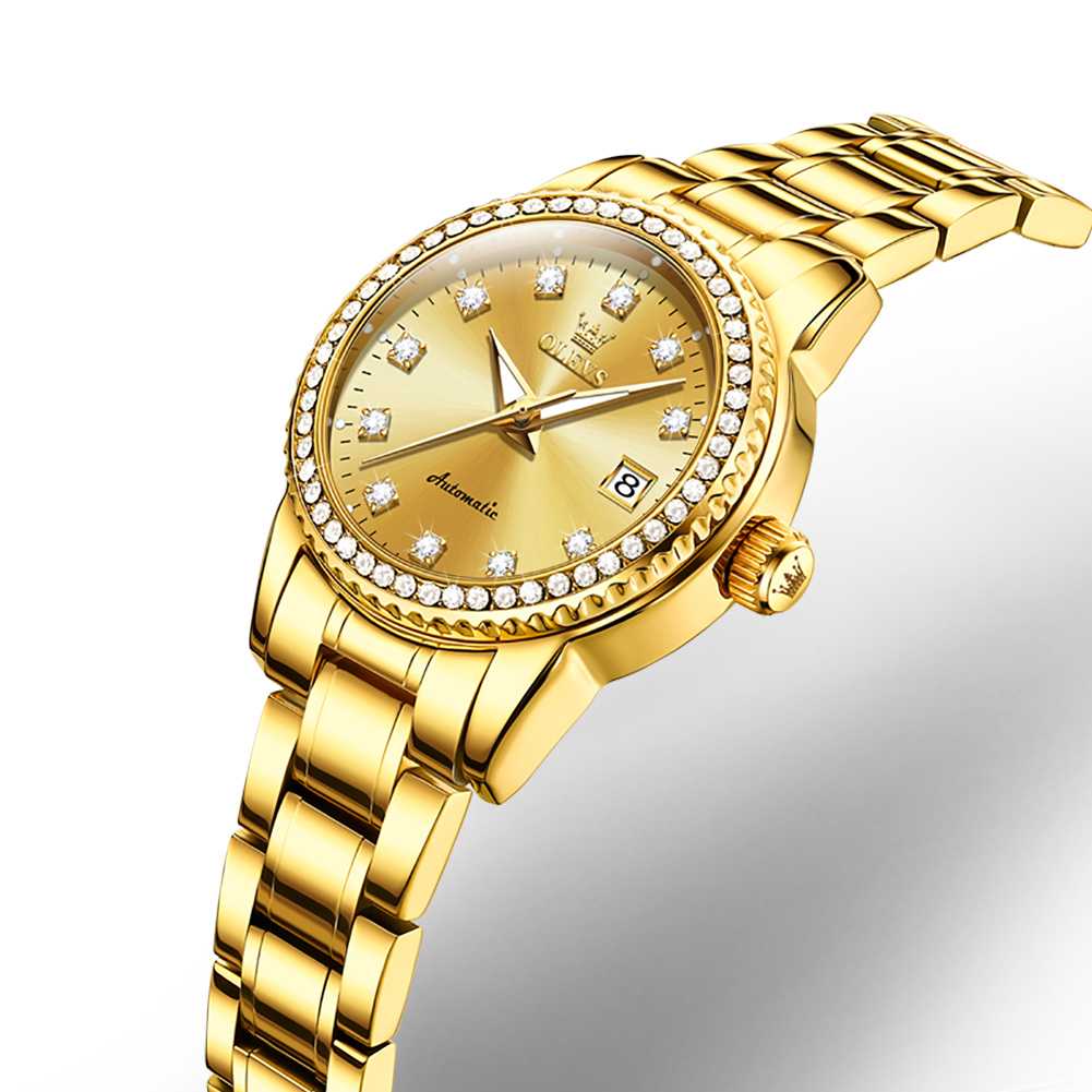 OLEVS 7003 Womens Watches Diamond Luxury Dress Wrist Watch Stainless Steel Waterproof Luminous Date