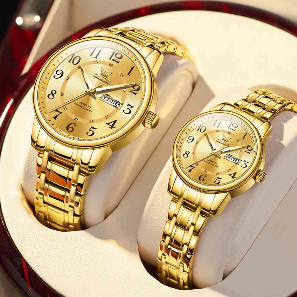 OLEVS 2891 Couple Quartz Watch Valentine's Day Luminous Calendar Date Business Formal Luxury Men's And Women's Watch Waterproof Casual ﻿