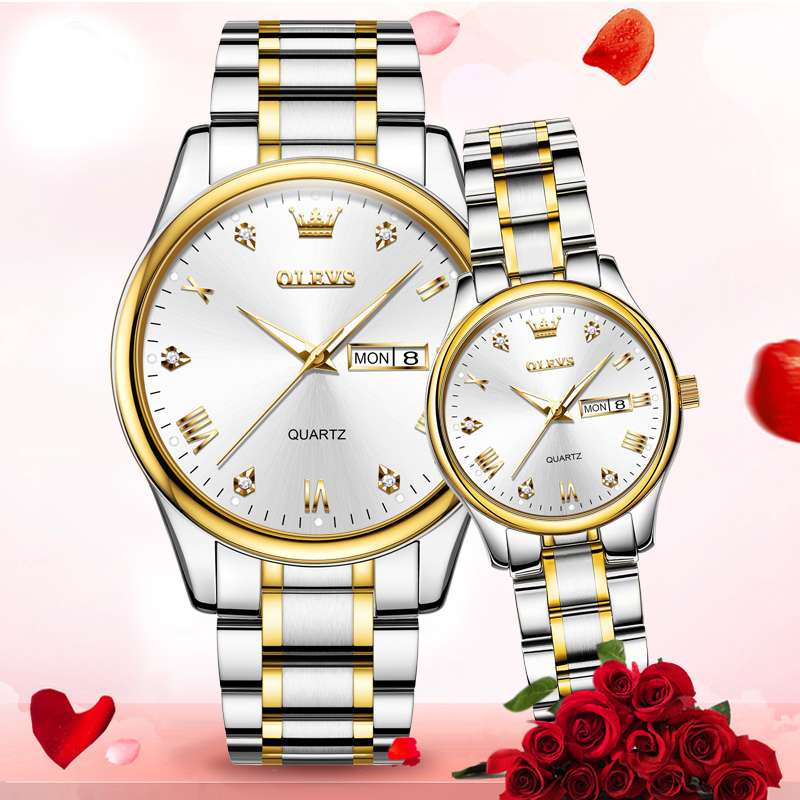 #Color_Two Tone Strap - White Dial Gold Trim