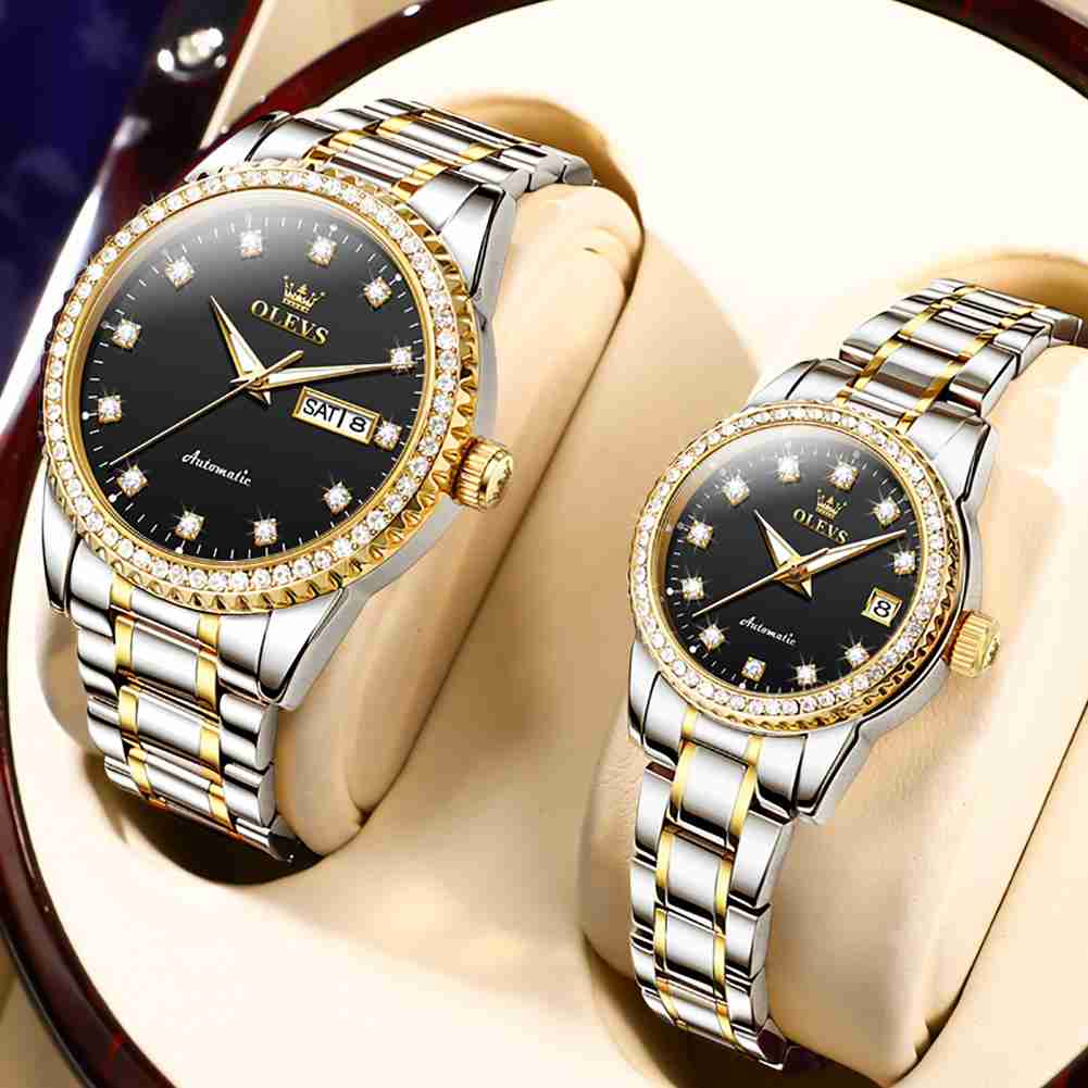 OLEVS 7003 Couple Watch His And Her Set Watches Business Analog Mechanical Watch Men And Women Watches Stainless