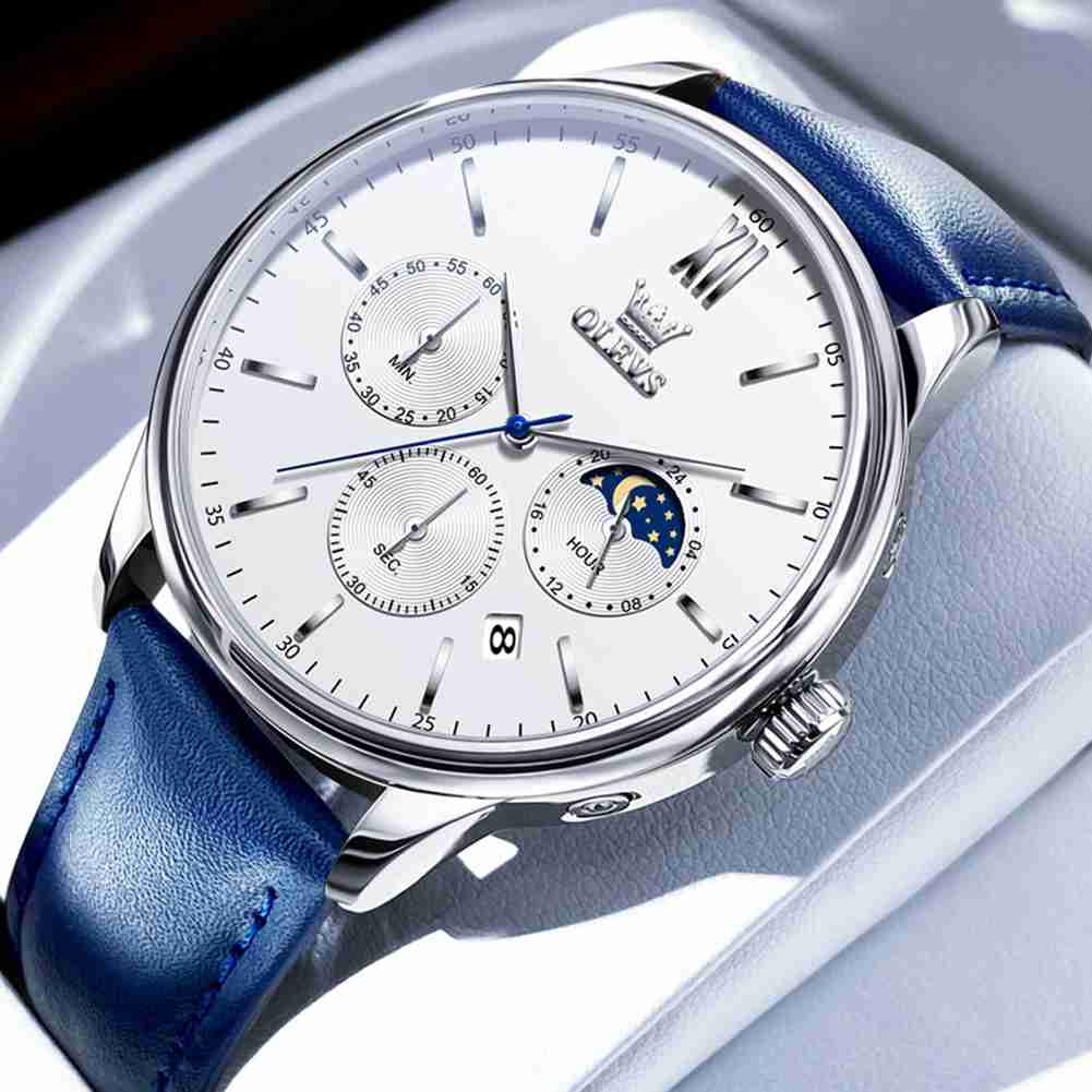 #Color_Blue Strap-White Dial Silver Trim