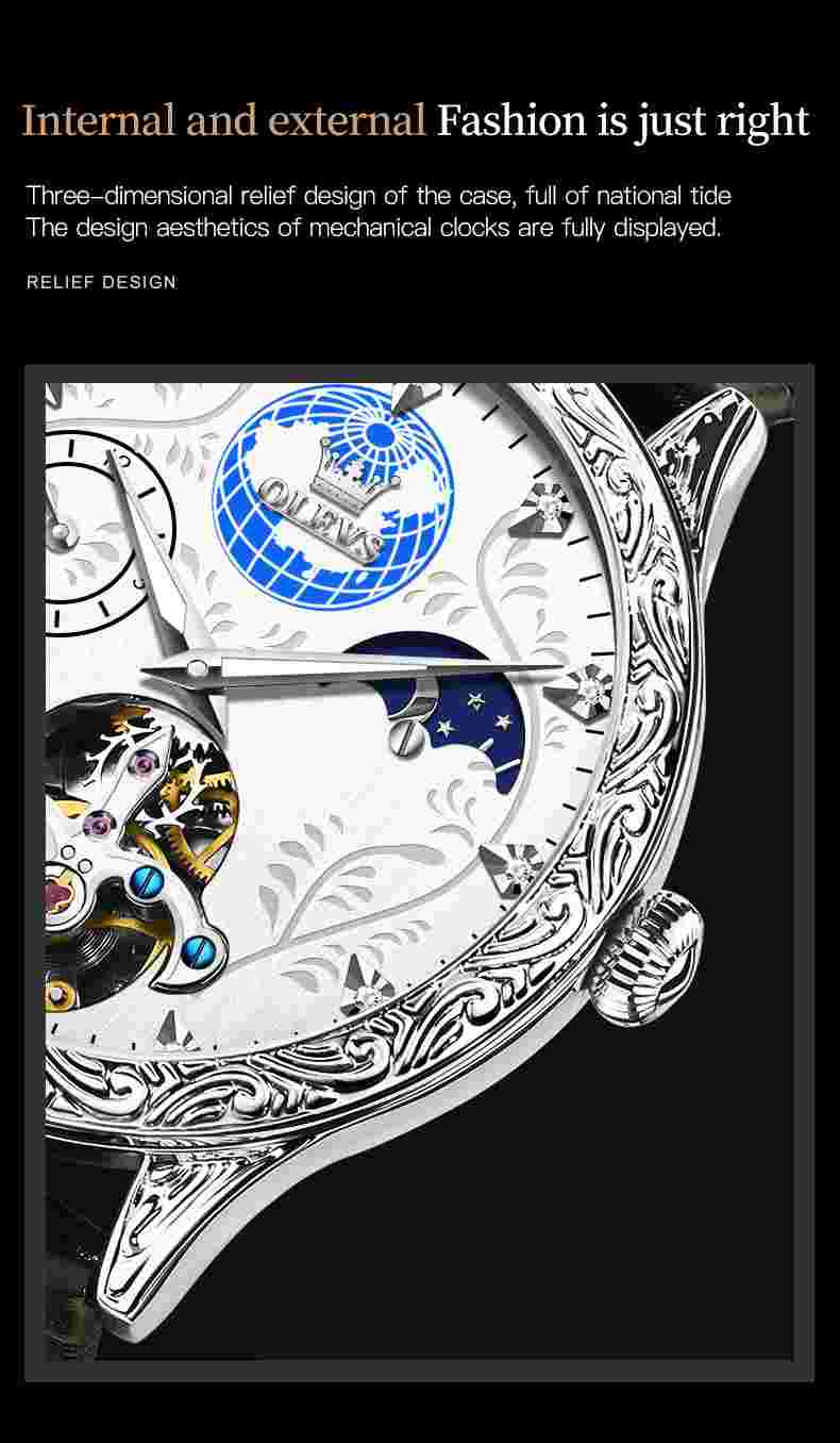 OLEVS Watch 6660 Corroded European Pattern Dial Design