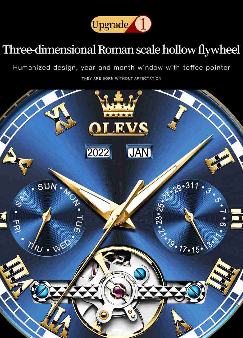 Olevs 6607 + 6602 montre mécanique automatique montres mode squelette montres pour hommes et femmes